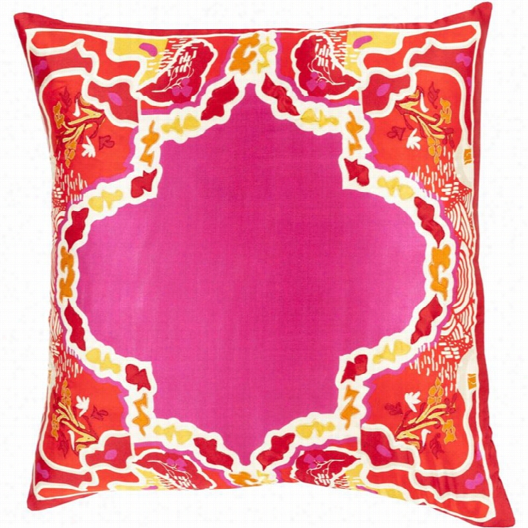 Surya Geisha Poly Fill 22 Square Pillow In Orange Ed Aand Pink