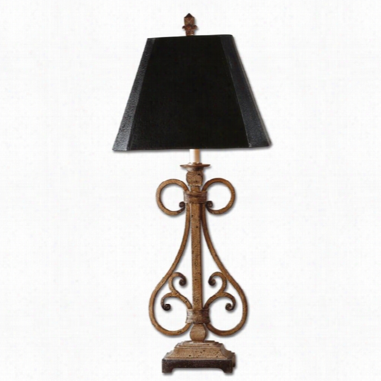 Uttermost Trenton Chestnnut Brown Iron Tbale Lamp In Crackled Black