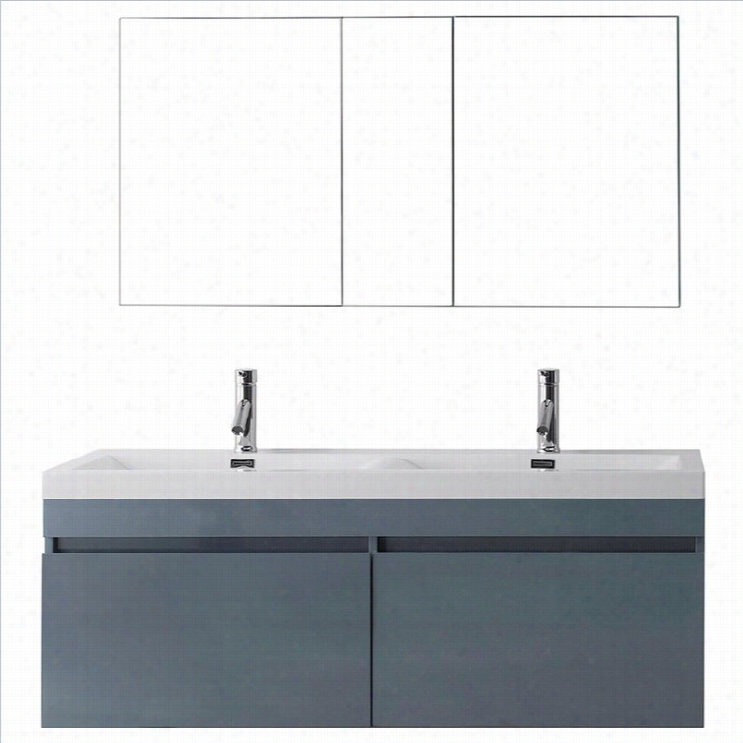 Virtu Usa Zuri  55 Polymarble Double  Bathroom Ani Cabinet St In Gray