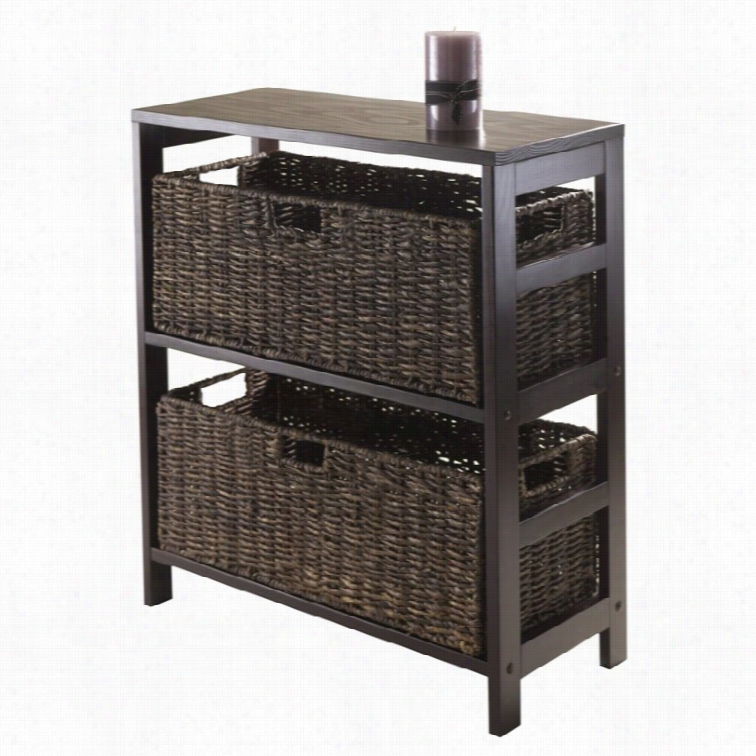 Cheerful Granville 3pc Storage Shelf With 2 Large Baskets In Espresso