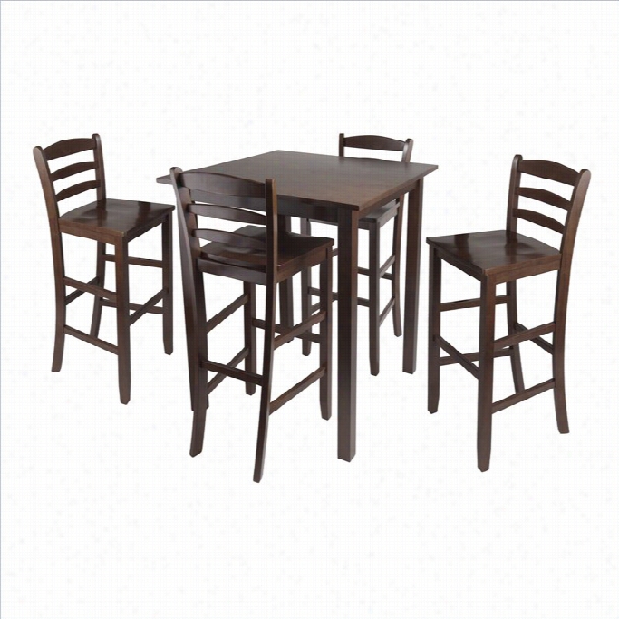 Winsome Parkland 5 Piece Square Dining Set In Antique Walnut