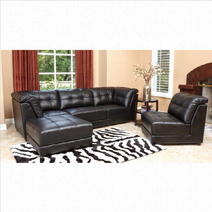 Abbyson Living Donovan 5 P Iece  Modular Leather Sectional In Black