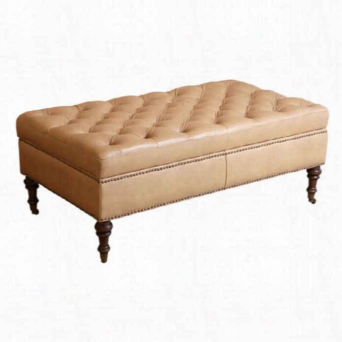 Abbyson Living Monica Pedersen Leather Ott Oman Bench In Camel