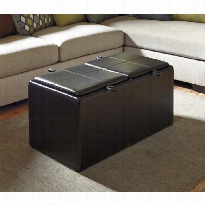 Ashley Casheral Faux Leather Ottoman With Storage In Brown