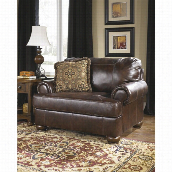 Ashley Furniture Axiom Leather Accent Chaur In Walnut