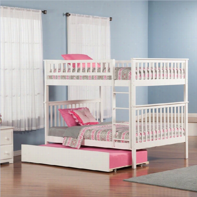 Atlantic Furniture Woodland Bunk Bed With Trundle  Bed Ni Wihte-twin Past Twin