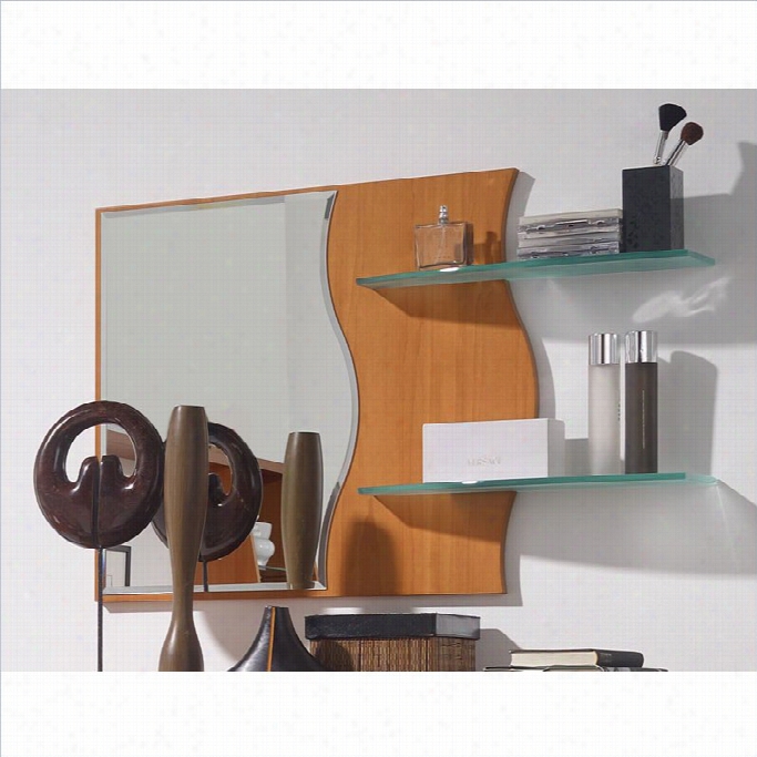 Benicarlo 114 Series Mirror With Glass Shelves In Cherry