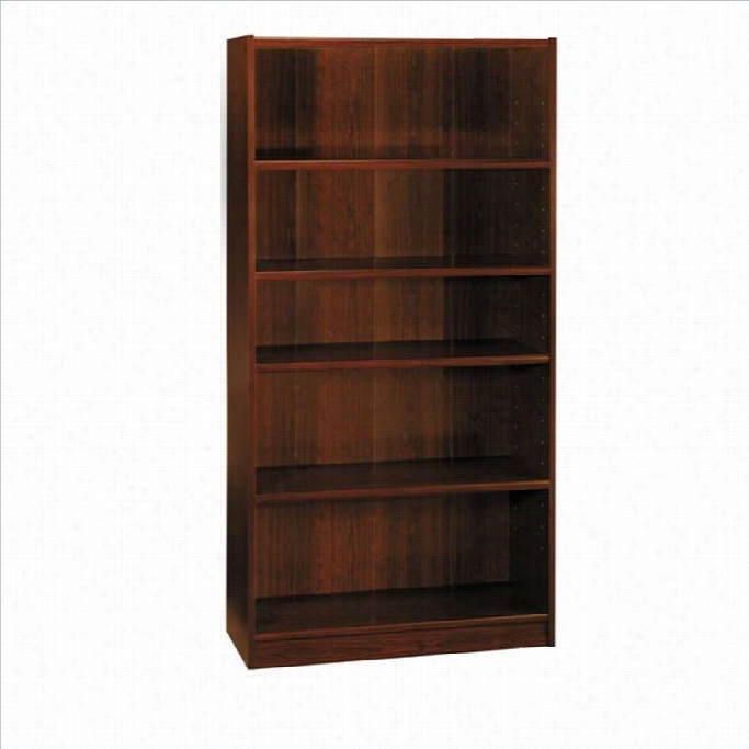 Bush Universal 72h 5 Shelf Wood Bookcaase In Vogue Cherry