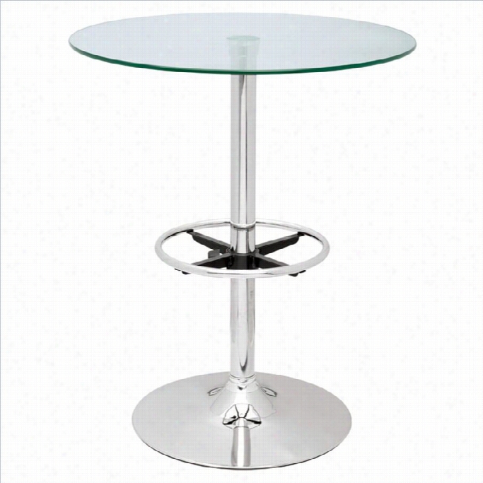 Chintaly Round Glass Top Pub Tabl In Chrome