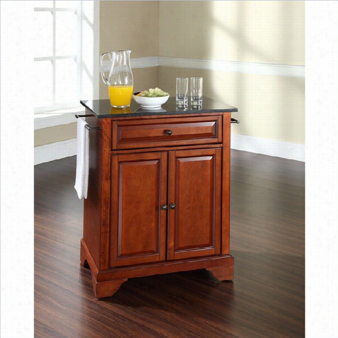 Crosley Furnite Lafayette Black Granife Top Kitchen Island In Cherry