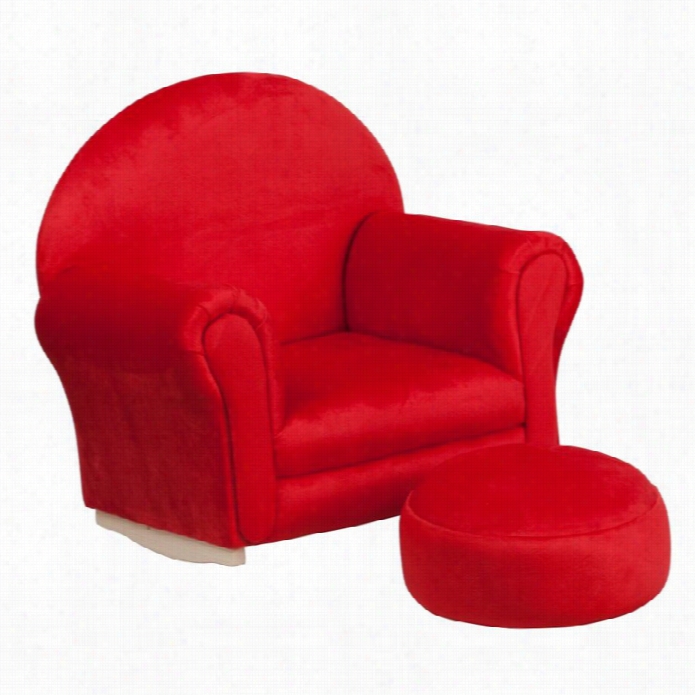 Flash Furniture Kids Red Microfiber Rocker Chair And Footrest