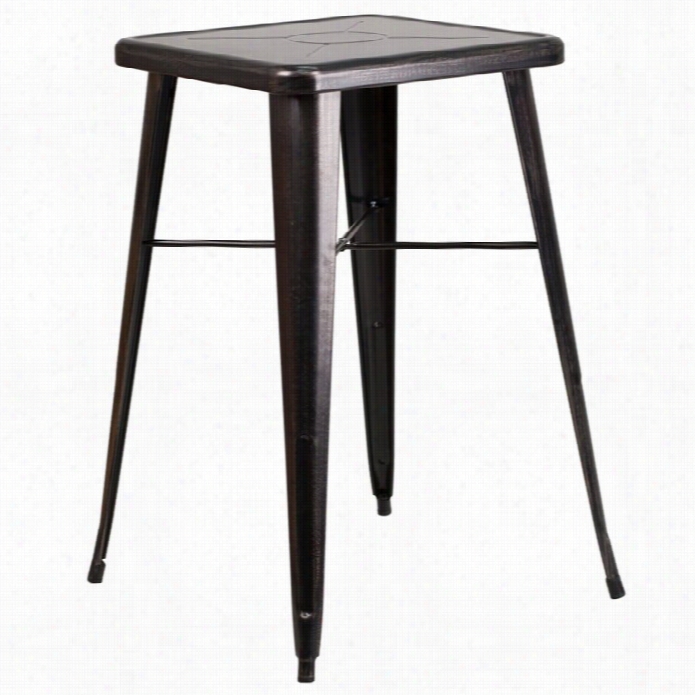 Flash F Urnitrue Metal Square Bar Table In Black-antique Goldd