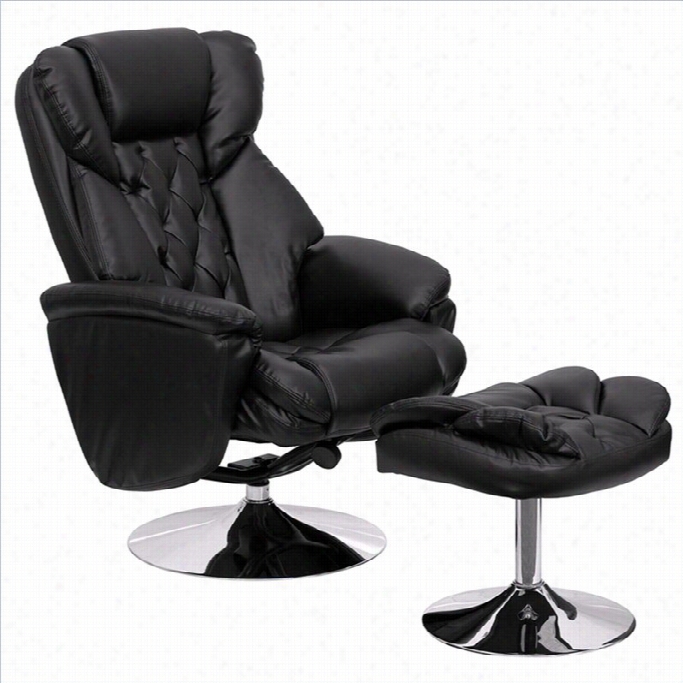 Flash Furniture  Transitional Recliner And Ottoman In Black