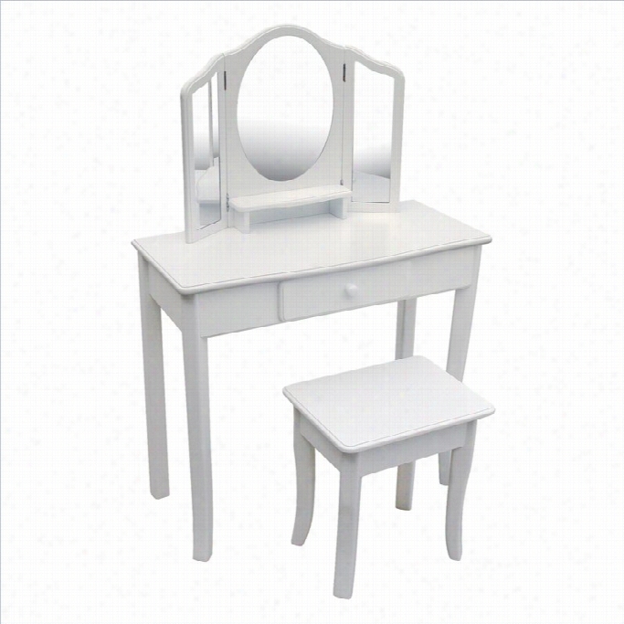 Guidecraft Classic White Vanity And Stool