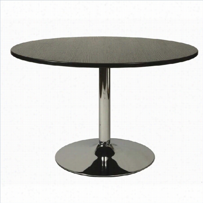 Heisenber G48 Round Wwood Top Dining Table In Chrome