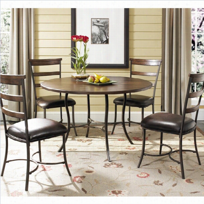 Hillsrale Cameron 5 P Iece Wood Top Dining Set W/ Ladder Back Chairs