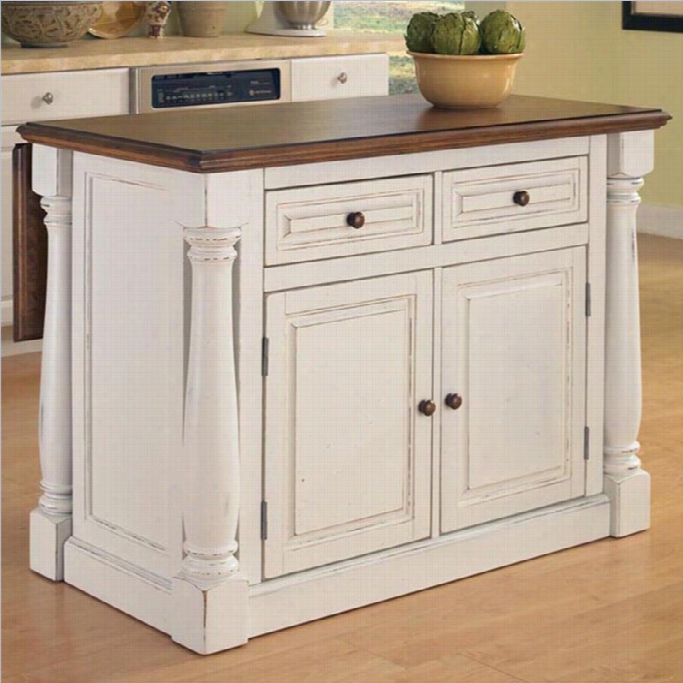 Home Styles Monarch Antiqued Kitchen Island In Antiqued White