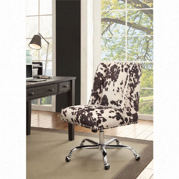 Linon Draper Armless Uphoolstered Office Chair In Udder Madness Boack