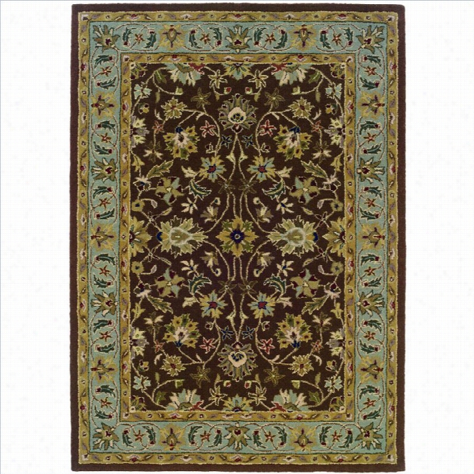 Linon Rugs Trio Traditional Rectangular Area Rug In Brown/light Bluee-1'10 X 2'10