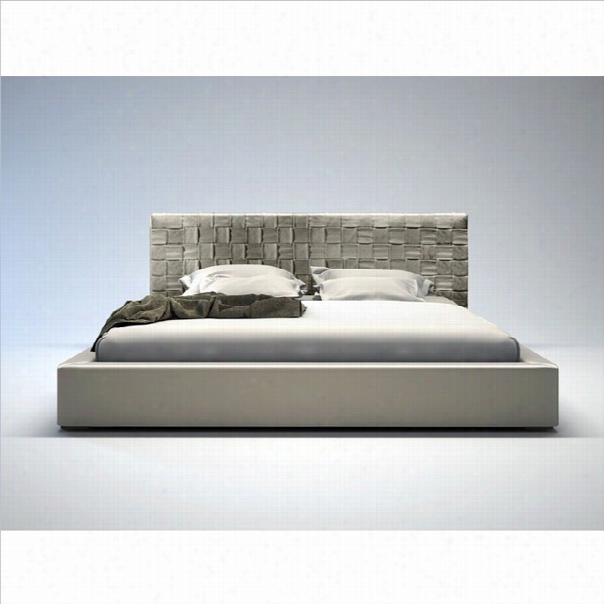 Modloft Madison Bed In Dusty Grey Leather-queen