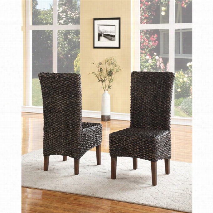 Modus Furniture Meadow Wickerparson Dining Chair In Brck Bbrown (set Of 2)