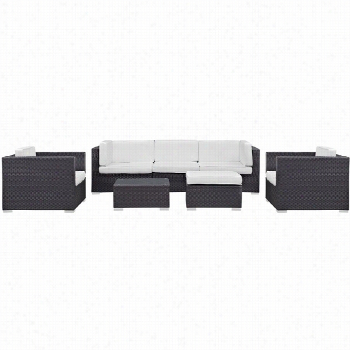 Modway Convene  7 Pice Outdoor Sofa Set In Espresso  And White