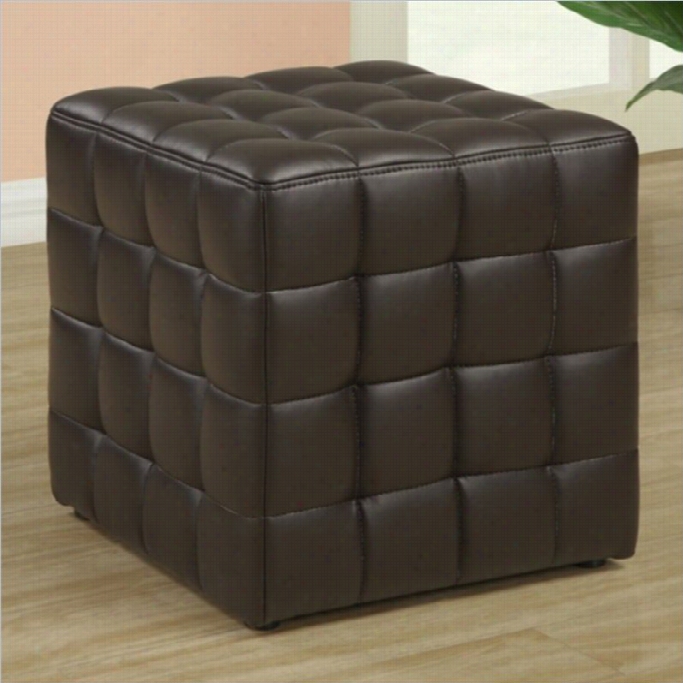 Monarch Fau X Leather Ottoman In Dark Brwon