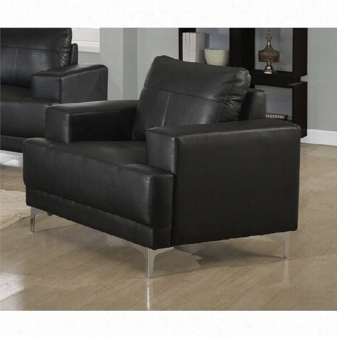 Monarch Leather Accent Chair In Black