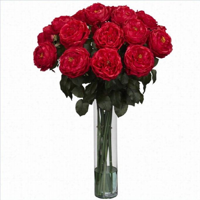 Nearly Natuural Fancy Rose Silk Flower Arrangeme Nt In Red