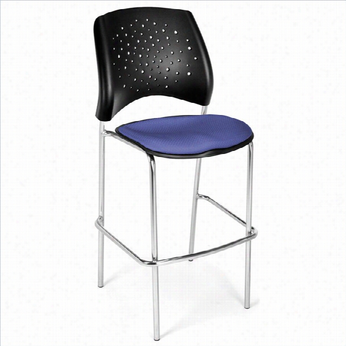 Ofm Star 31.25 Chrome Stool In Colonial Blue