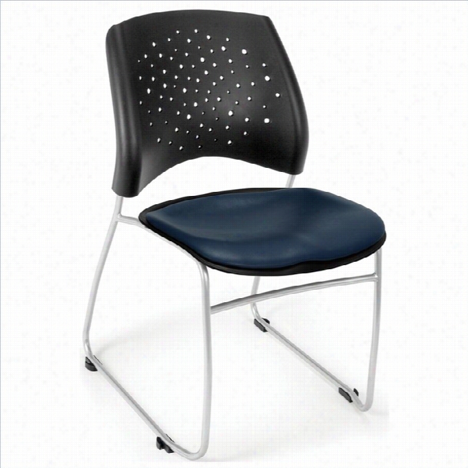 Ofm Star Stack Stacking Chair Vinyl Seats In Navy