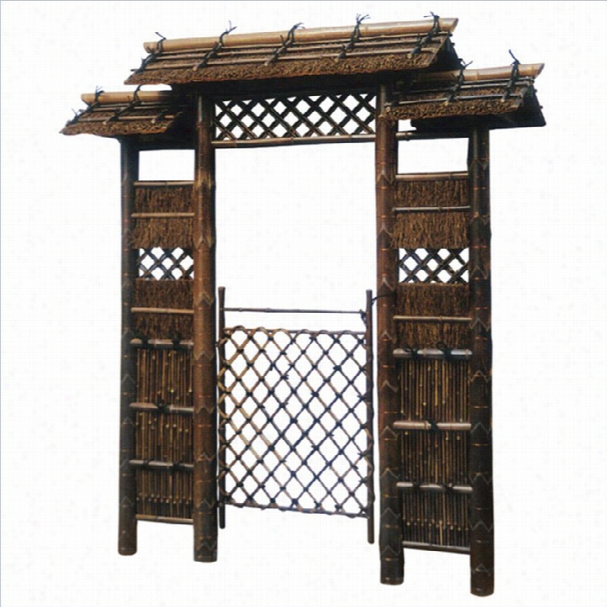 Oriental Furniture 7 ' Zen Garden Gate In Dark  Natural