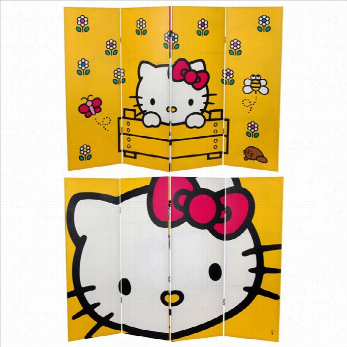 Oriental Hello Kitty Yellow Room Divider