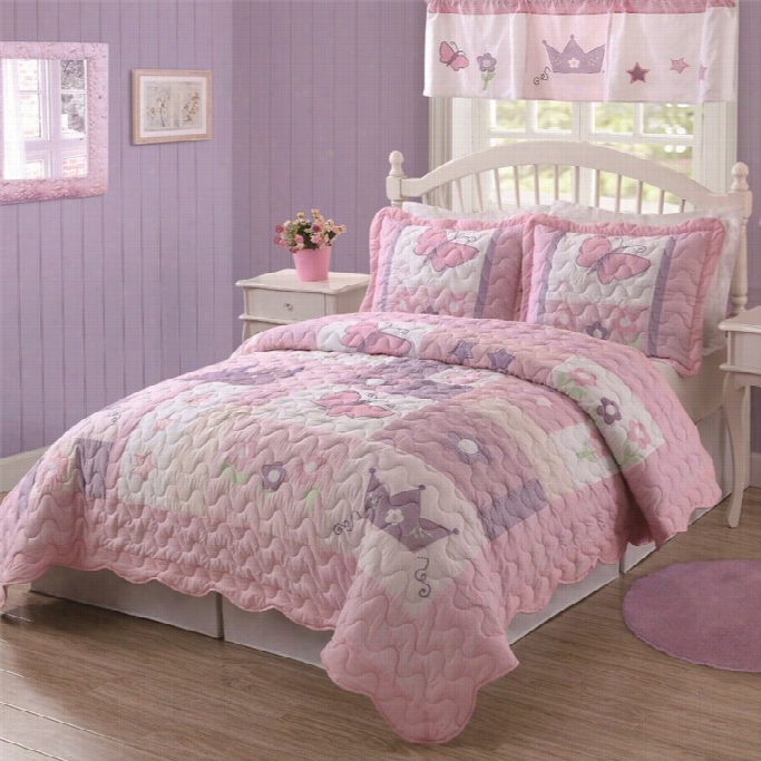 Pem America Rincess Full Or Queen Quilt With 2 Shams