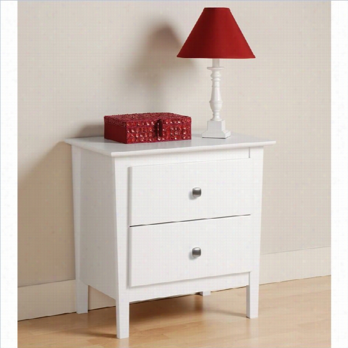 Prepacb Erkshite 2 Drawer Nightstand In White