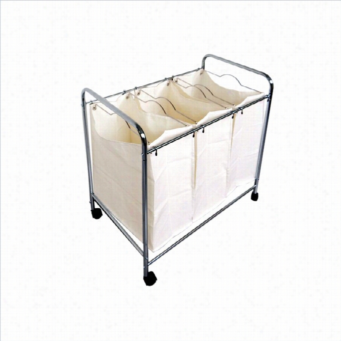 Proman Laundry Basket Trolley With 3 Compartnents