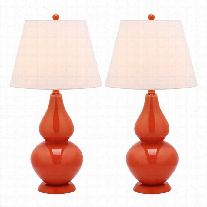 Safavieh Cybilg Lass Doubling Gourd Lamp In Blood Orange (set Of 2)