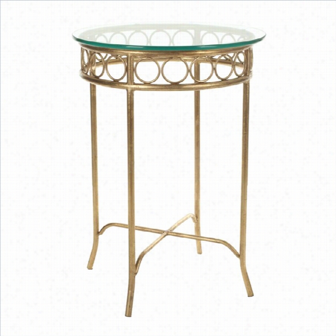 Safavieh Elise Iron Adn Glaxs Accent Table In Gold