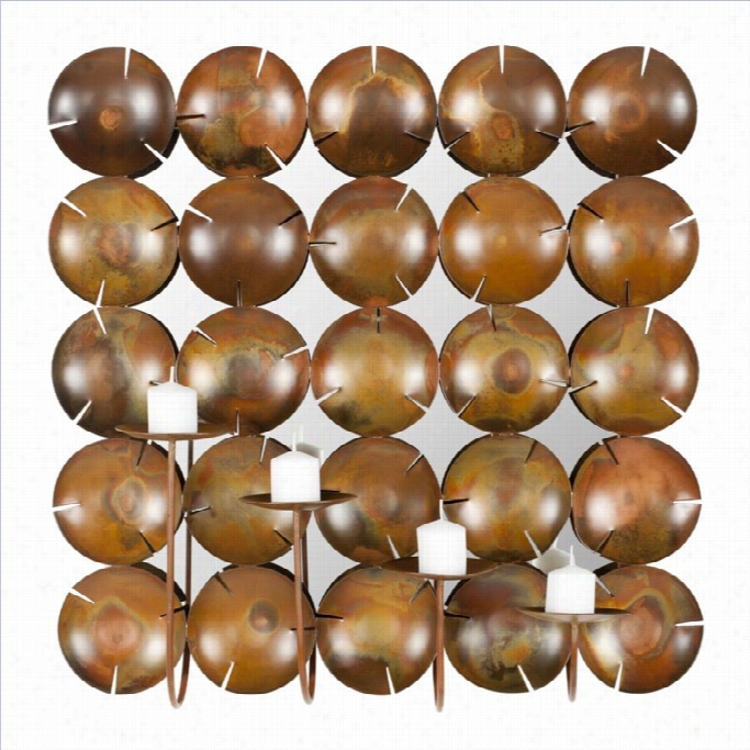 Safavieh Iron Lass Andd Wood Round Cut Cup Wall Deco R In  Burnt Copper