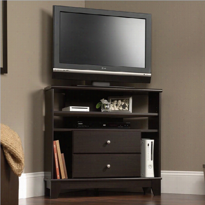 Sauder Camarin Corner Tv Stand In Jamocha Wood