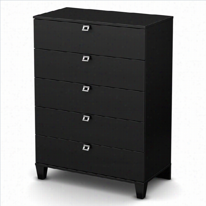 South Shore Karma Five Drawer Chest In Pure Black