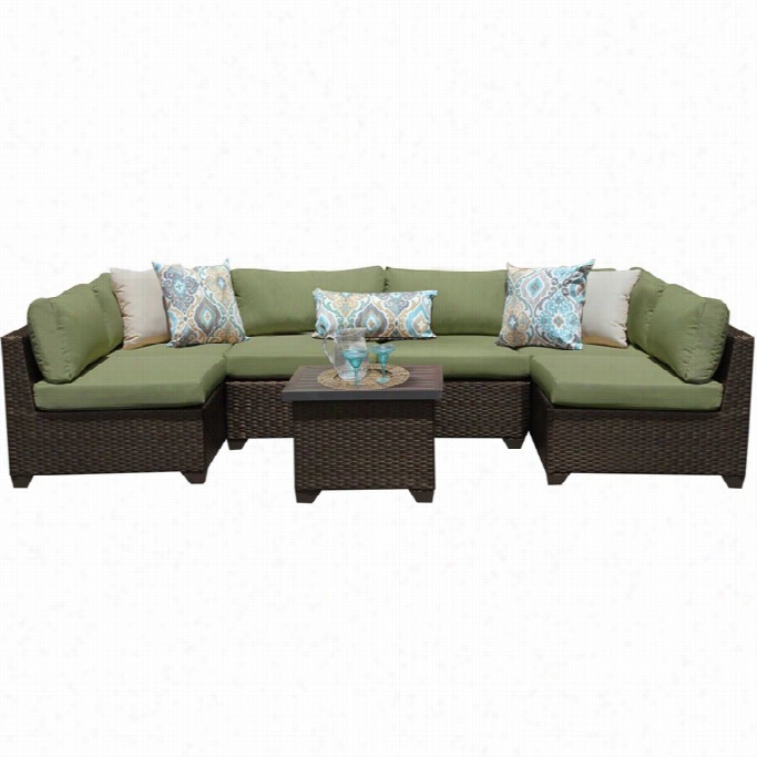 Tkc Belle 7 Piece Outoor Wicker Sofa Set In Cilantro