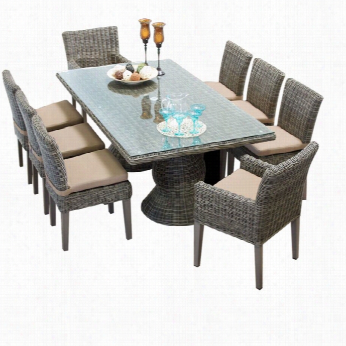 Tkc Cape Cod 9 Piece Twig Patio Dining Set In Wheat