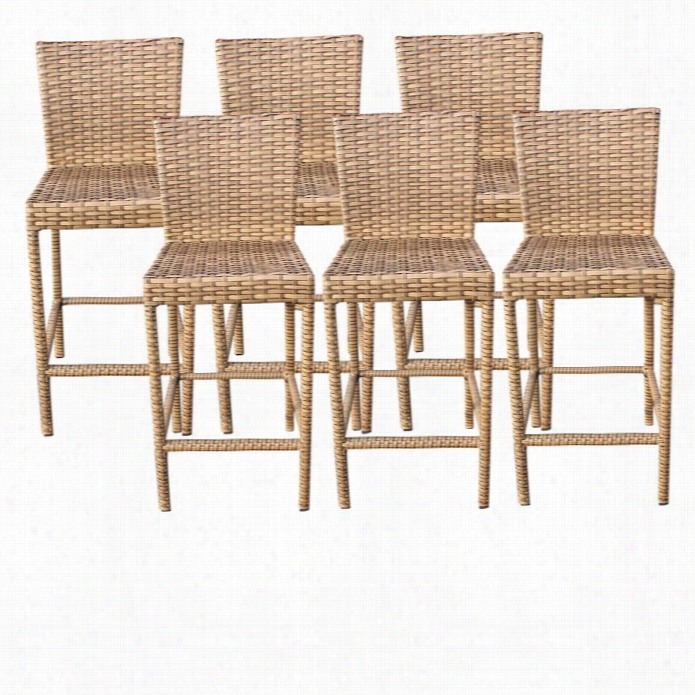 Tkc Laguna Outdoor Wicker Bar Stools In Caramel (set Of 6)