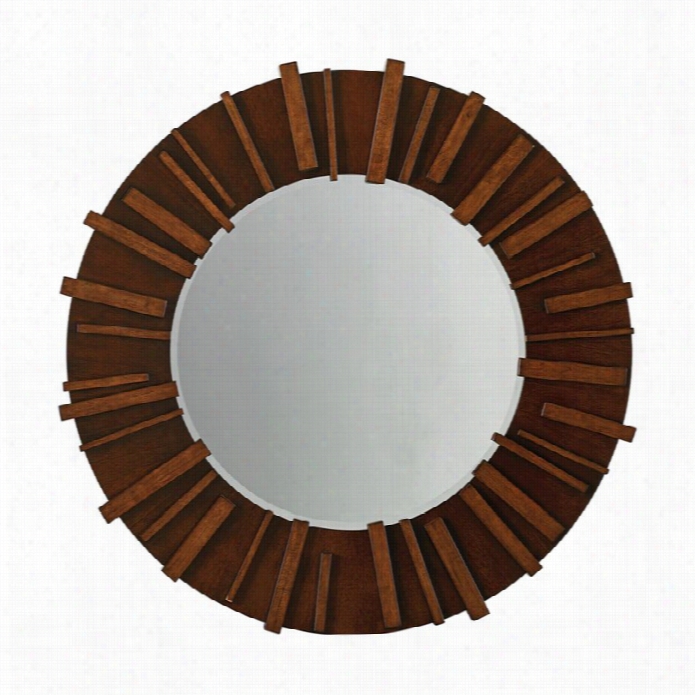 Tomku Bahama Island Fusion Kobe Round Mirror In Dark Walnut