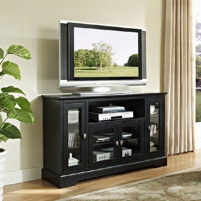 Walker Edison 52  Highboy Style Wood Tv S Tand In Blac K