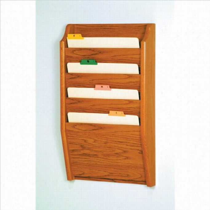 Wooden Mlalet 4 Pocket Cnart Holder In Medium Oak