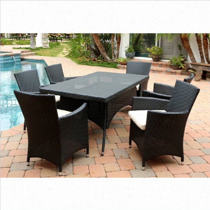 Abbyson Living Pasadena 7 Piece Wicker Patio Dining Set In Black