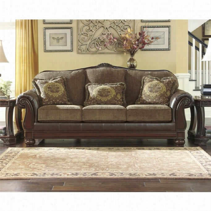 Ashley Beamerton Heigh Ts Faux Leather Sofa In Chestnut