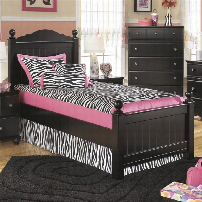 Ashley Jaiidyn Wood Twin Poster Panel Bed In Black